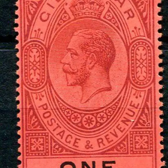 Gibraltar 1912/24 £1 dull purple & black on red, ...