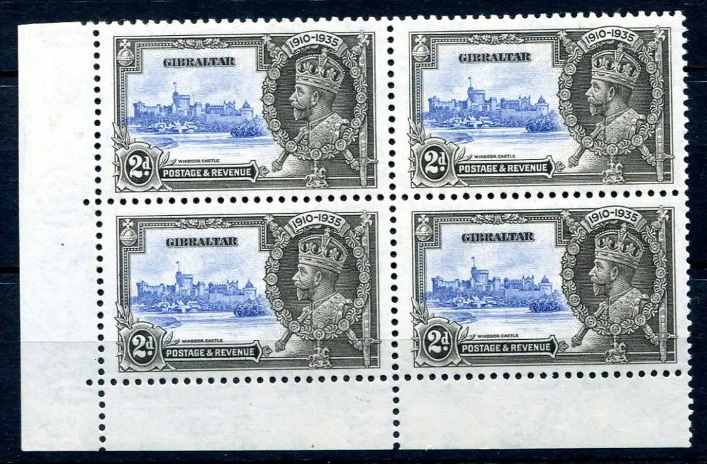 Gibraltar 1935 2d KGV Silver Jubilee in lower left ... Image 1++