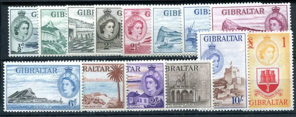 Gibraltar 1953 ½d to £1 QEII defins. Fine MUH. SG ... Image 1++