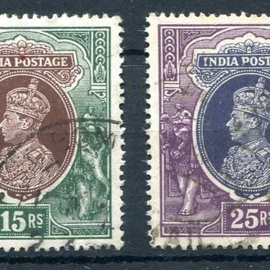 India 1937/40 15R & 25R KGVI with upright wmks. ...