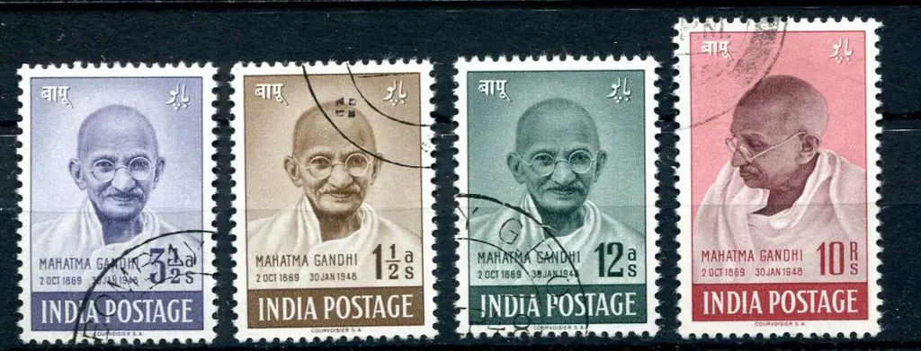 India 1948 Gandhi set of 4. Fine used. SG 305/08, ... Image 1++