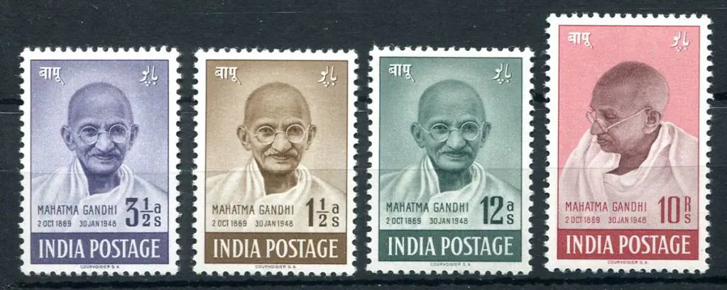 India 1948 Gandhi set of 4. Fresh MLH. SG 305/08, ... Image 1++