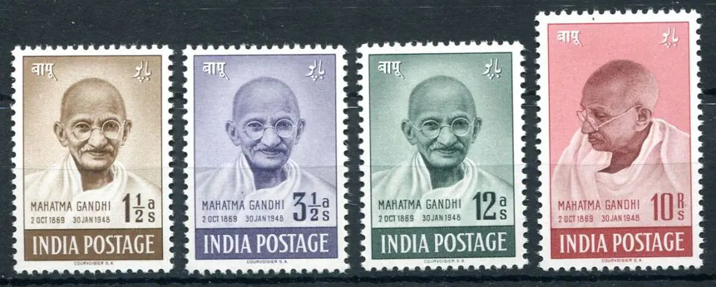 India 1948 Gandhi set of 4. Superb MUH. SG 305/08, ... Image 1++
