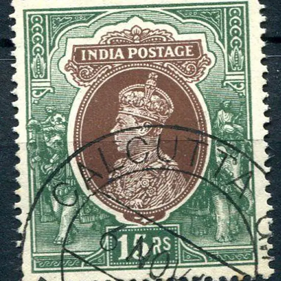 India 1937/40 15r brown & green KGVI. Fine used. ...