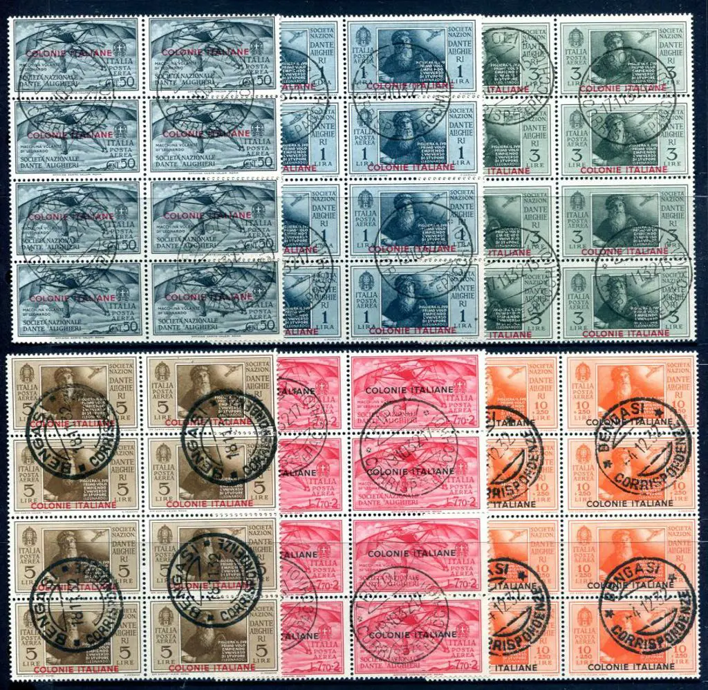 Italian Colonies 1932 Dante Air set of 6 to 10l ... Image 1++