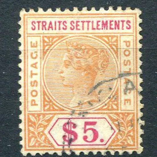 Malaysia - Straits Settlements 1892/99 $5 orange & ...