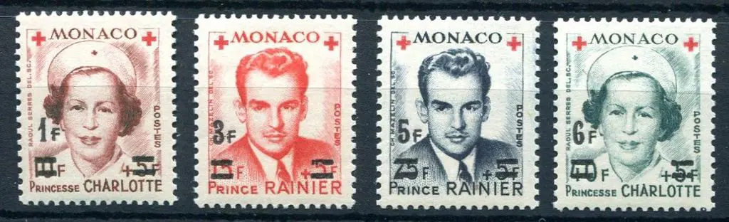 Monaco 1951 Red Cross surcharges set of 4. Fresh ... Image 1++