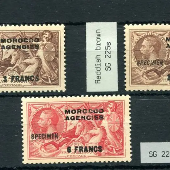 Morocco Agencies 1935/36 "3 FRANCS" ovpts on 2/6d ...