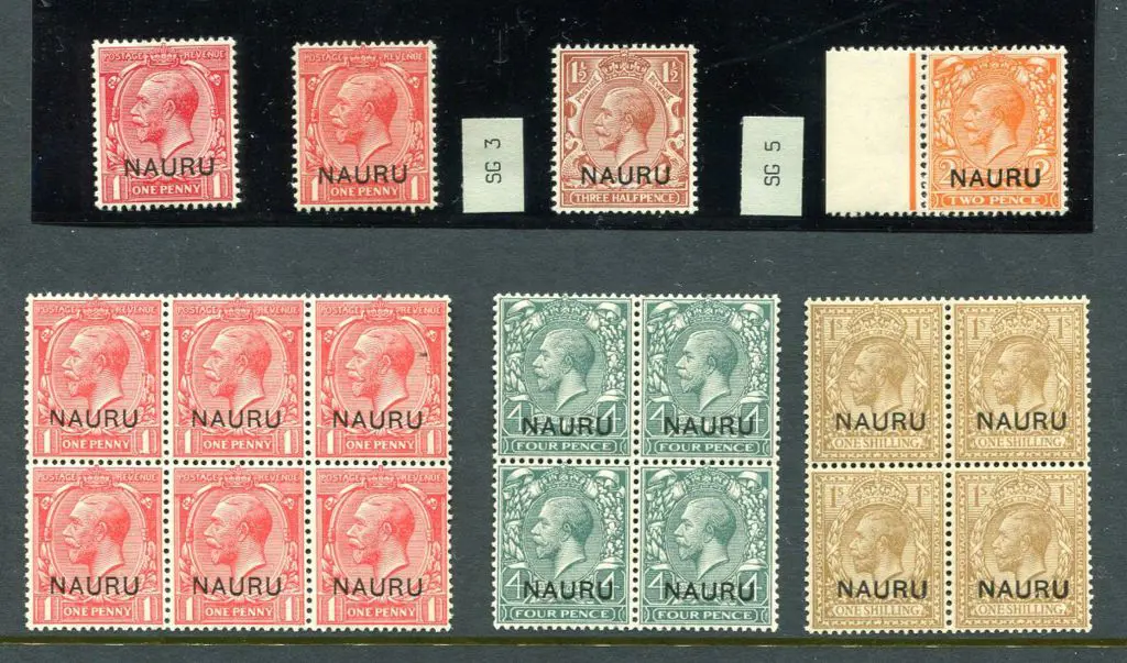 Nauru 1916/23 1d bright scarlet KGV with "Short ... Image 1++
