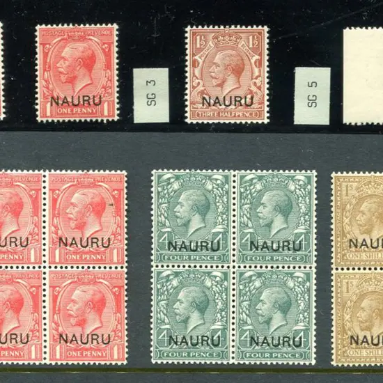 Nauru 1916/23 1d bright scarlet KGV with "Short ...