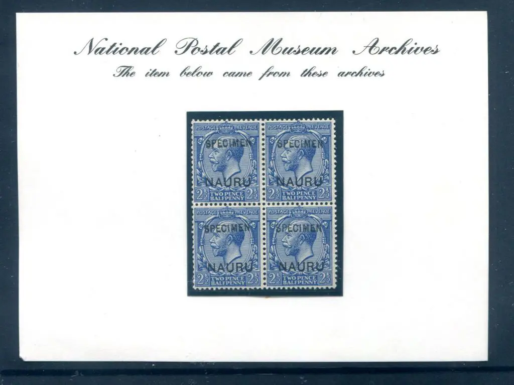 Nauru 1916/23 2½d blue KGV (GB) block of 4 ovptd ... Image 1++