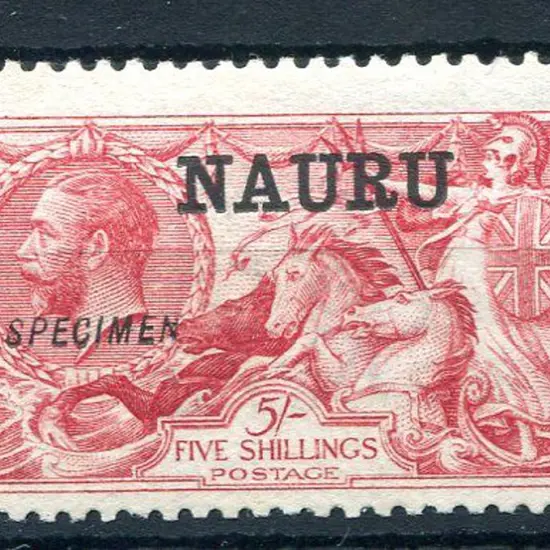 Nauru 1916/23 5/- bright carmine Seahorse DLR ...