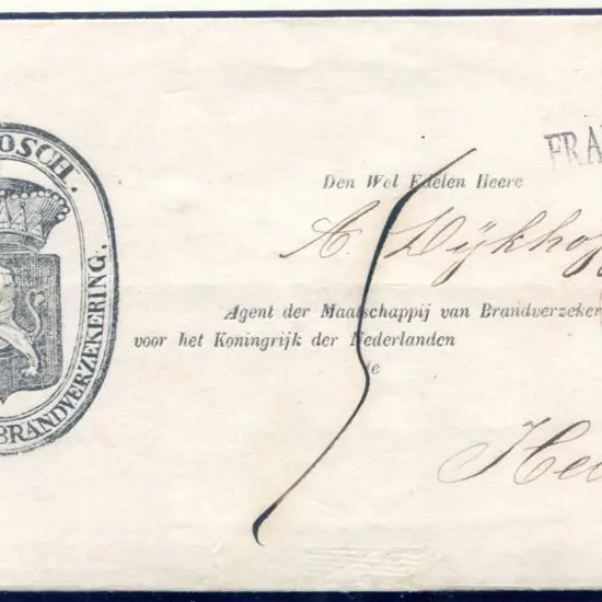 Netherlands 1861 (12th May) cover bearing 10¢ ...