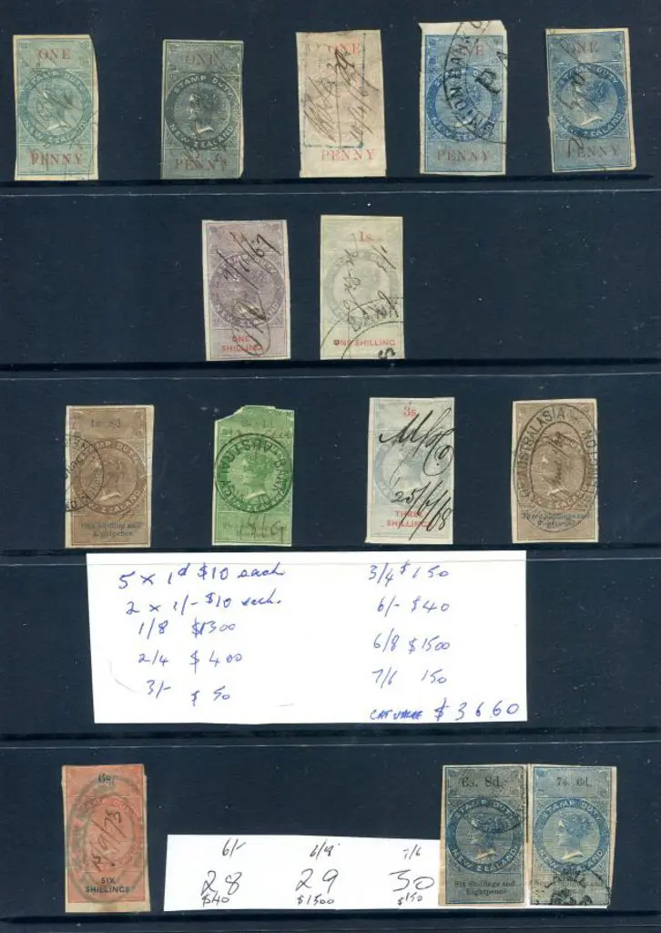 New Zealand QV imperf "Stamp Duty" types off paper ... Image 1++