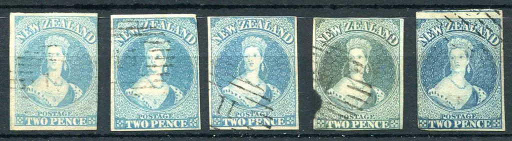 New Zealand 1857/63 2d pale blue, blue & deep dull ... Image 1++