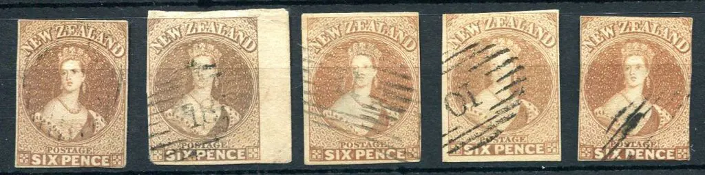 New Zealand 1857/63 6d brown x 2, pale brown x 2 & ... Image 1++