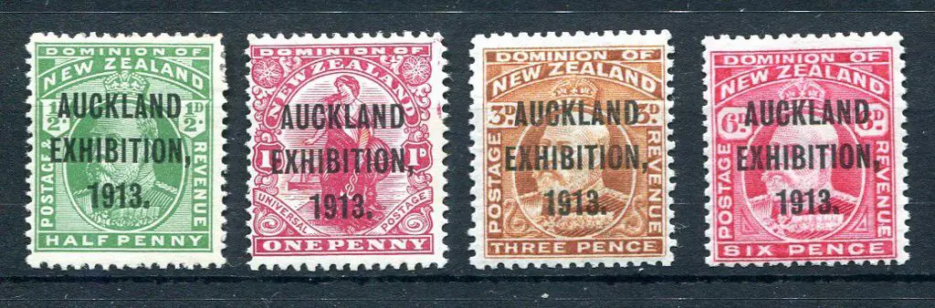 New Zealand 1913 Auckland Exhibition set of 4. A ... Image 1++