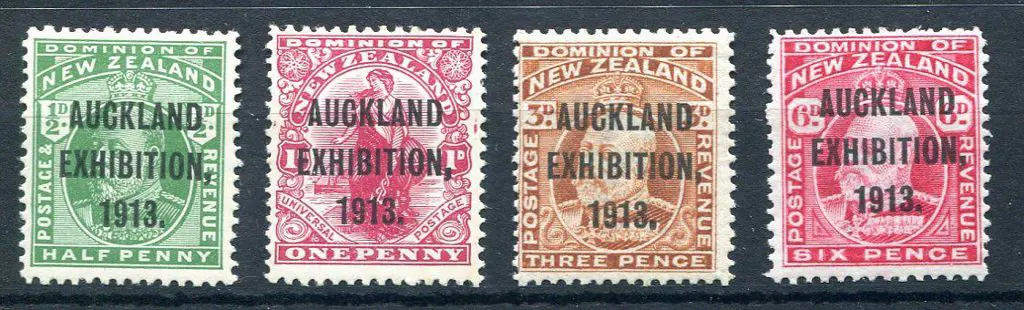 New Zealand 1913 Auckland Exhibition set of 4. ... Image 1++