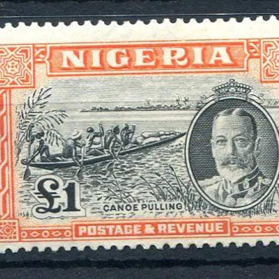 Nigeria 1936 £1 black & orange Canoe. Fresh MLH. ...