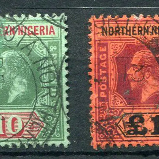Nigeria-Northern 1912 10/- green & red on green ...