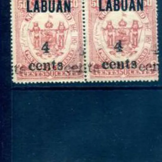 North Borneo - Labuan 1904 "4 cents" on 50¢ Arms ...