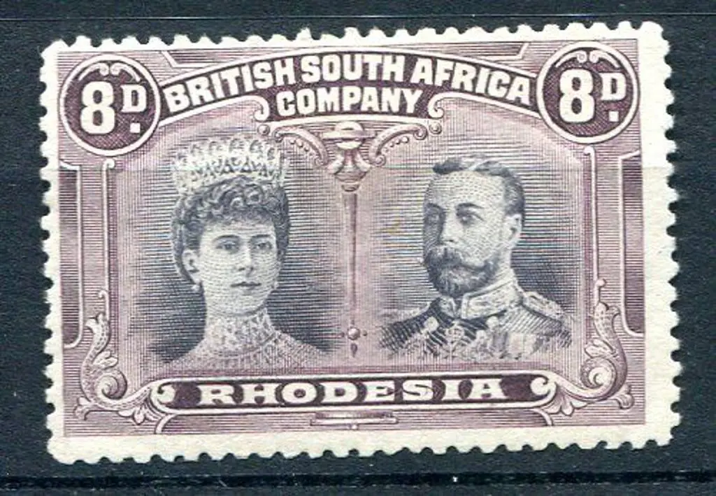 Rhodesia 1910/13 8d black & purple, perf. 13½ with ... Image 1++