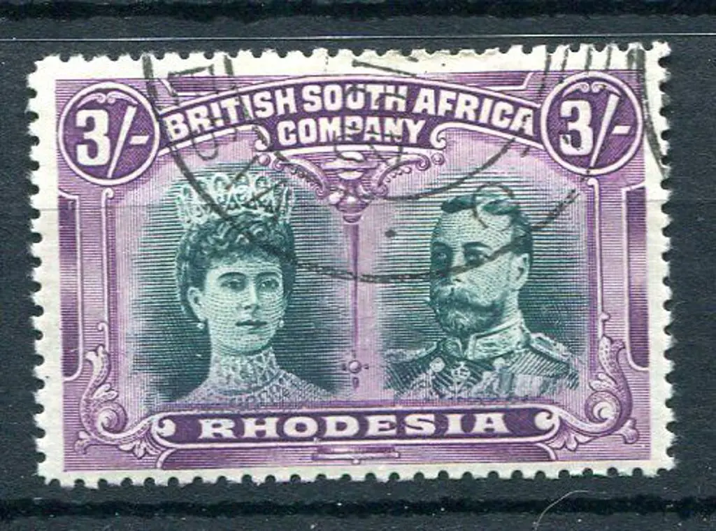 Rhodesia 1910/13 3/- green & violet, perf. 14. ... Image 1++