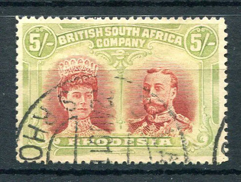 Rhodesia 1910/13 5/- scarlet & pale yellow-green, ... Image 1++