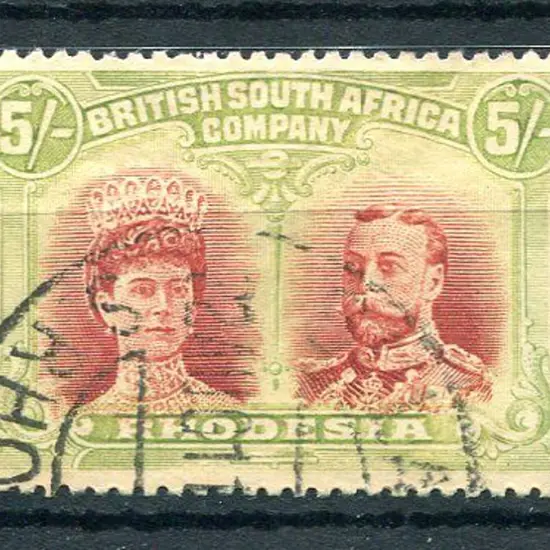 Rhodesia 1910/13 5/- scarlet & pale yellow-green, ...