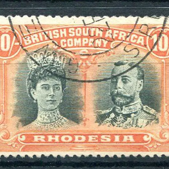 Rhodesia 1910/13 10/- deep myrtle & orange, ...