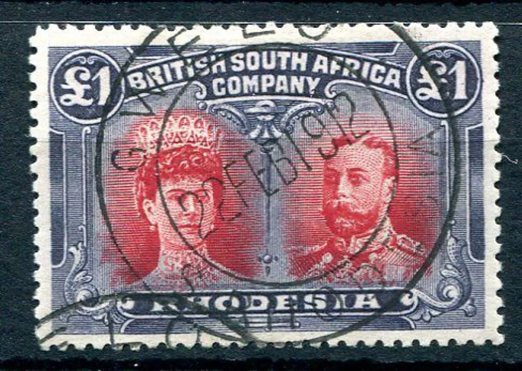 Rhodesia 1910/13 £1 carmine red & bluish black, ... Image 1++