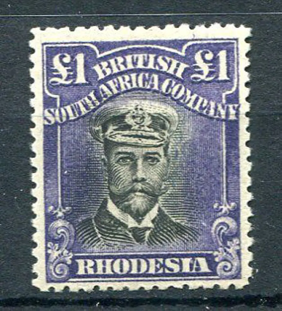 Rhodesia 1913/19 £1 black & deep purple, Die IIIB ... Image 1++