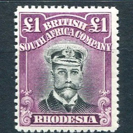 Rhodesia 1922/24 £1 black & magenta Admiral from ...