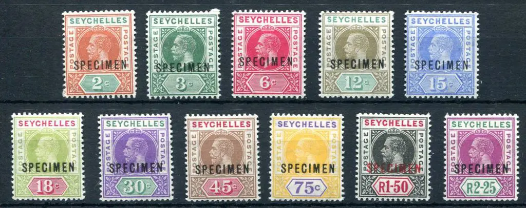 Seychelles 1912/16 KEVII 2c to 2R25 ovptd ... Image 1++