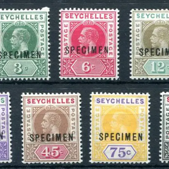 Seychelles 1912/16 KEVII 2c to 2R25 ovptd ...