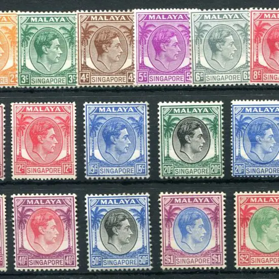 Singapore 1948/51 KGVI to $5 with 5¢, 8¢ green, ...