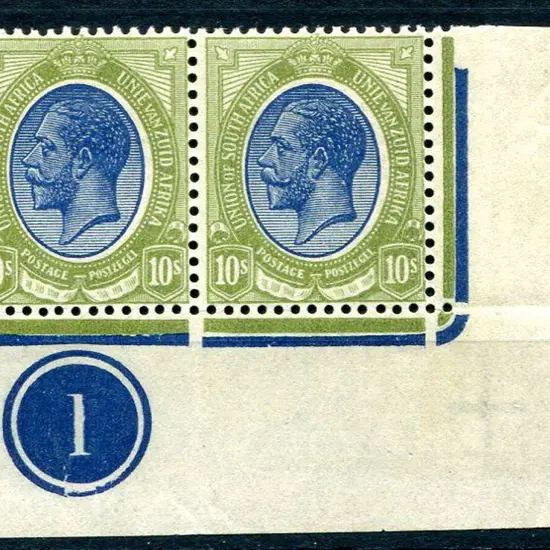South Africa 1910 10/- deep blue & olive green ...