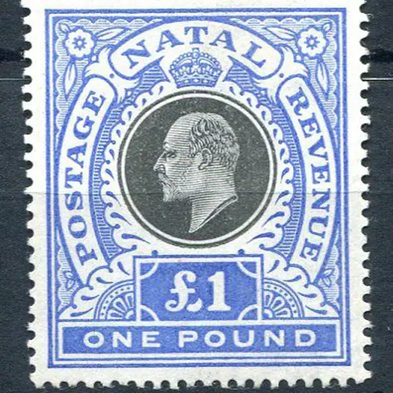 South Africa-Natal 1902 £1 black & bright blue ...