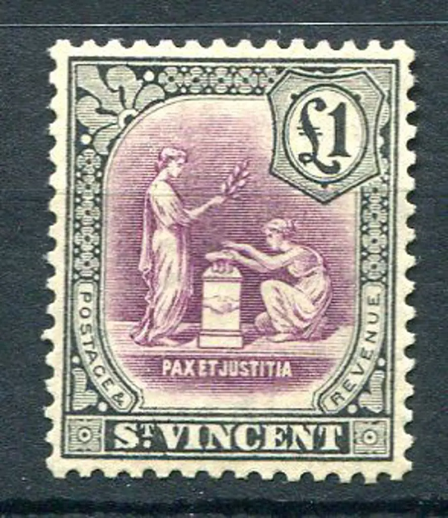 St Vincent 1921/32 £1 mauve & black, script wmk. ... Image 1++
