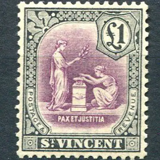 St Vincent 1921/32 £1 mauve & black, script wmk. ...