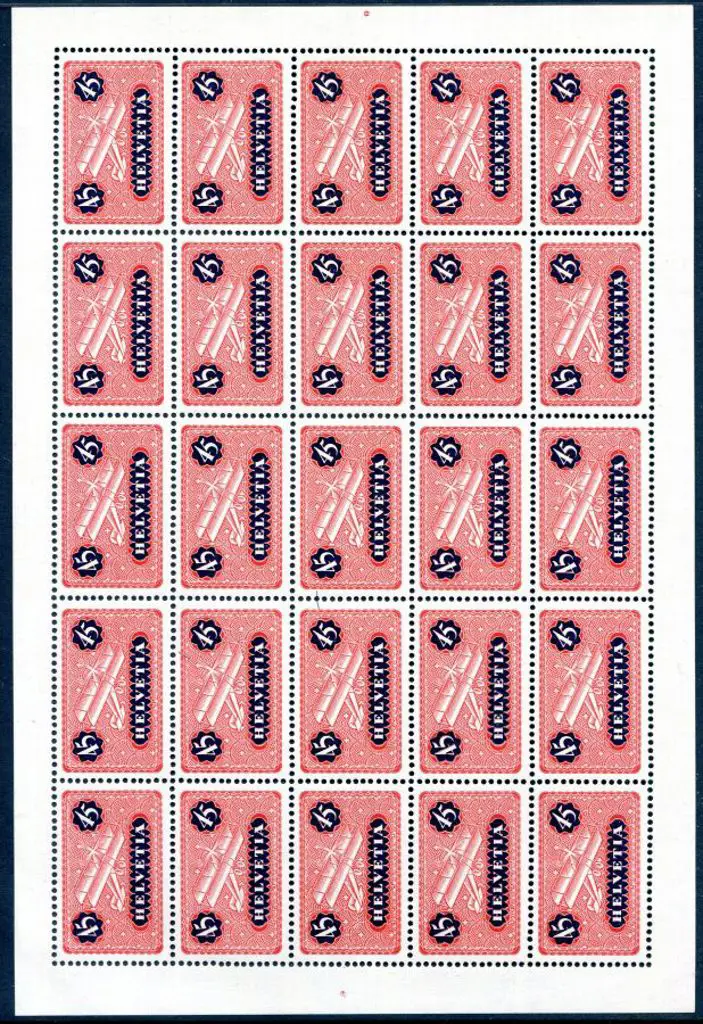 Switzerland 1937 45¢ Airmail on grilled paper ... Image 1++