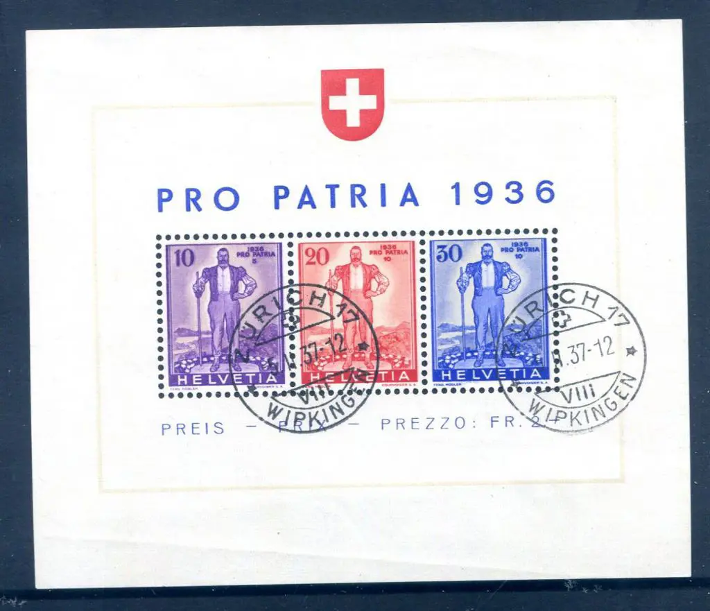 Switzerland 1936 Pro Patria M/S. Fine used with ... Image 1++