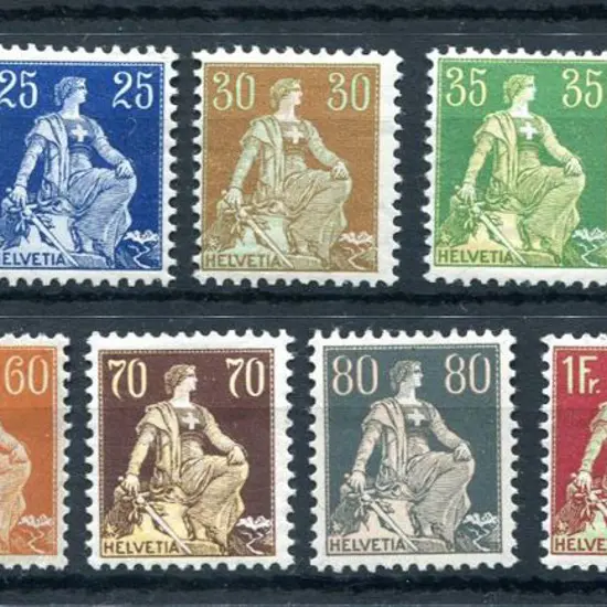 Switzerland 1908/24 20¢ to 3f seated Helvetia with ...