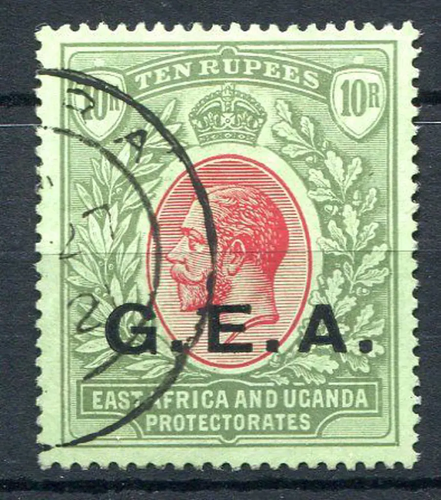 Tanganyika 1917/21 10R red & green on green KEVII ... Image 1++