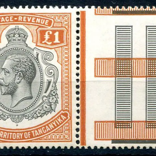 Tanganyika 1927/31 £1 black & brown-orange KGV, ...