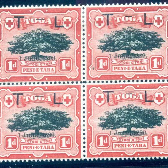 Tonga 1899 1d Royal Wedding block of 4 showing ...