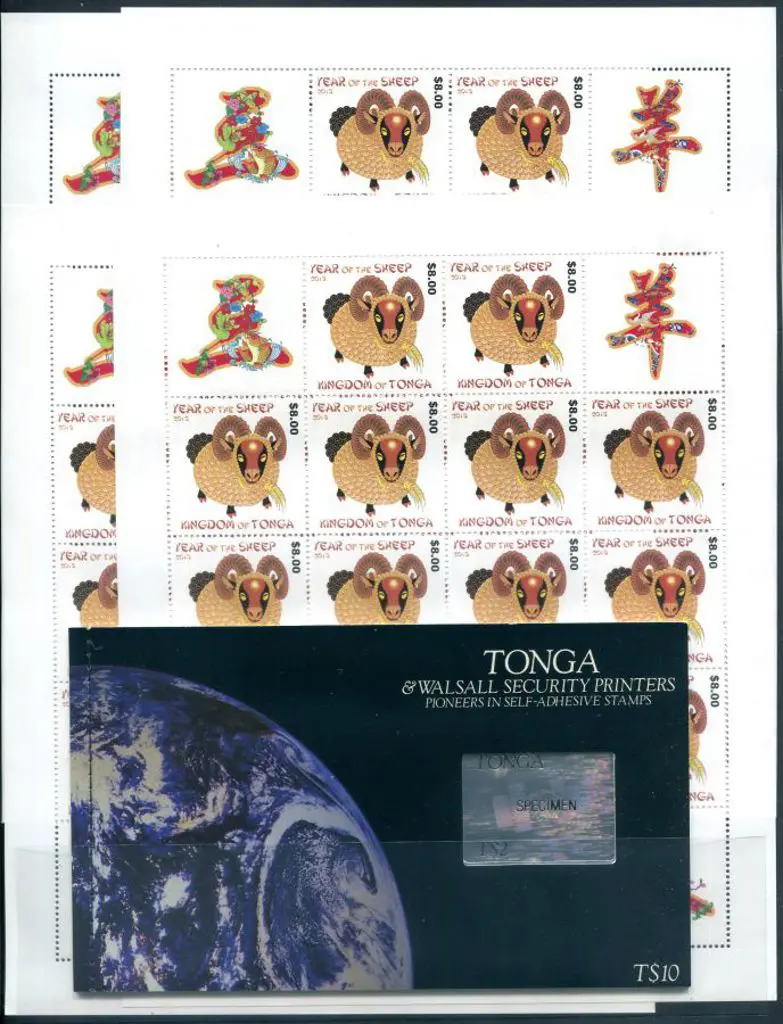 Tonga 2015 $8 Year of the Sheep in full sheetlets ... Image 1++