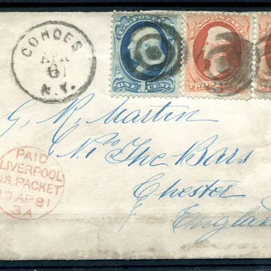 USA 1881 Chester, England addressed cover with ...