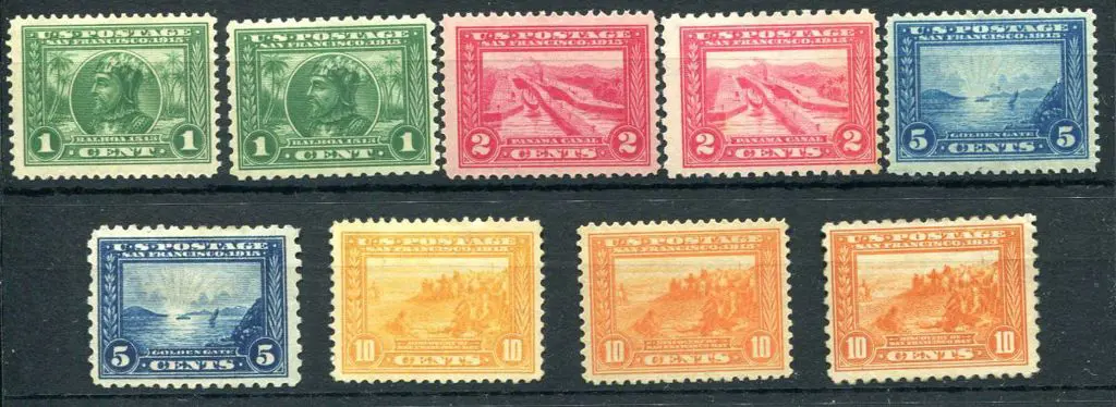 USA 1915 Panama Pacific Expo set incl both perfs ... Image 1++