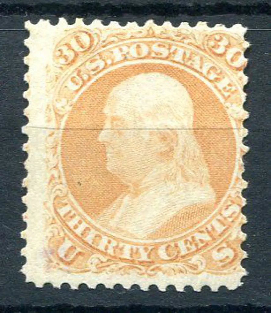 USA 1861/62 30¢ dull orange Franklin. MLH but ... Image 1++